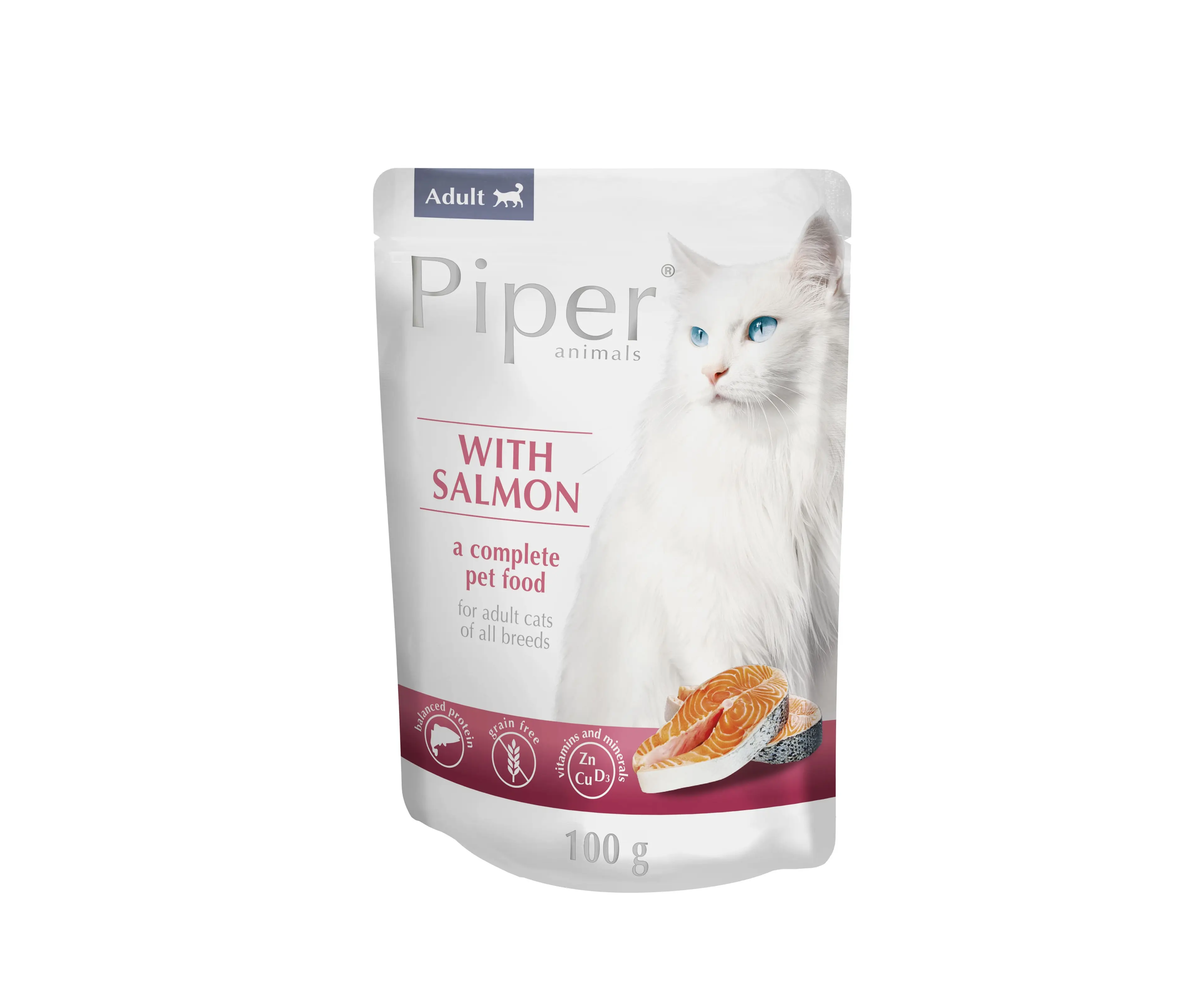 Hrana umeda pentru pisici, PIPER CAT, carne de somon, 100g