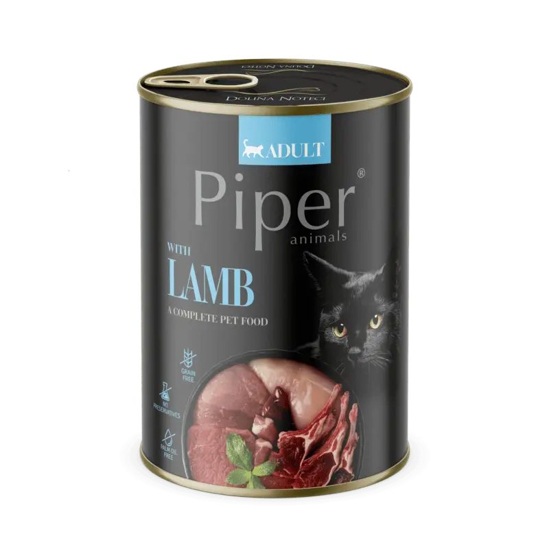 Hrana umeda pentru pisici PIPER CAT, miel, conserva 400g