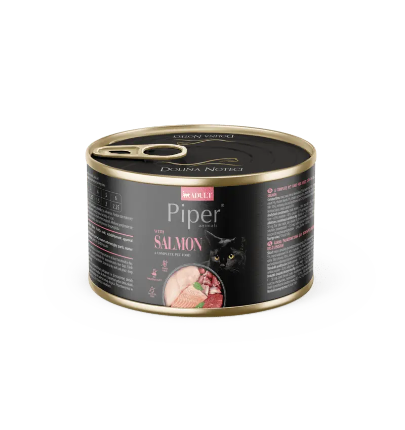 Hrana umeda pentru pisici PIPER CAT, somon, conserva 185g