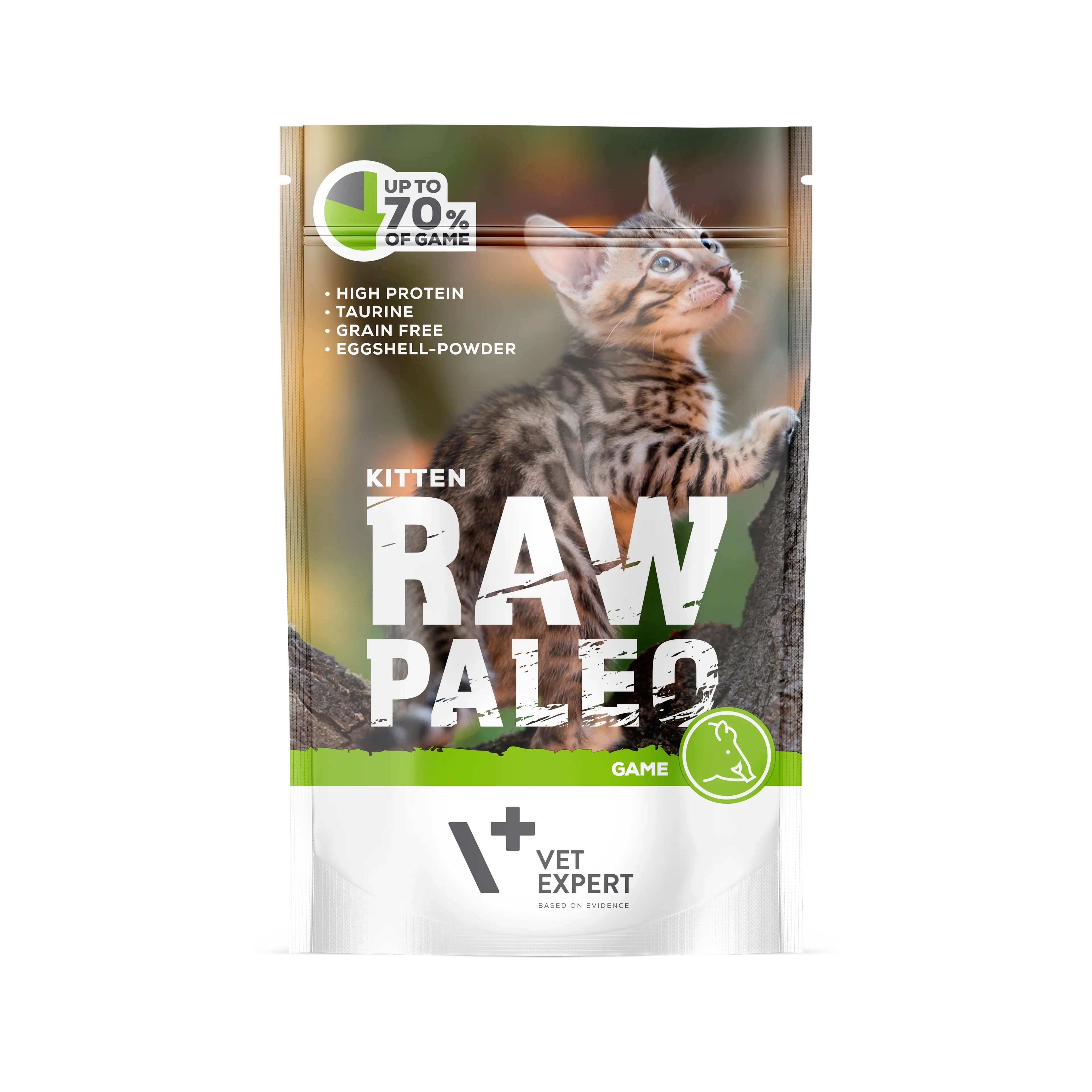 Hrana umeda pentru pisici, RAW PALEO KITTEN, carne de vanat, 100 g