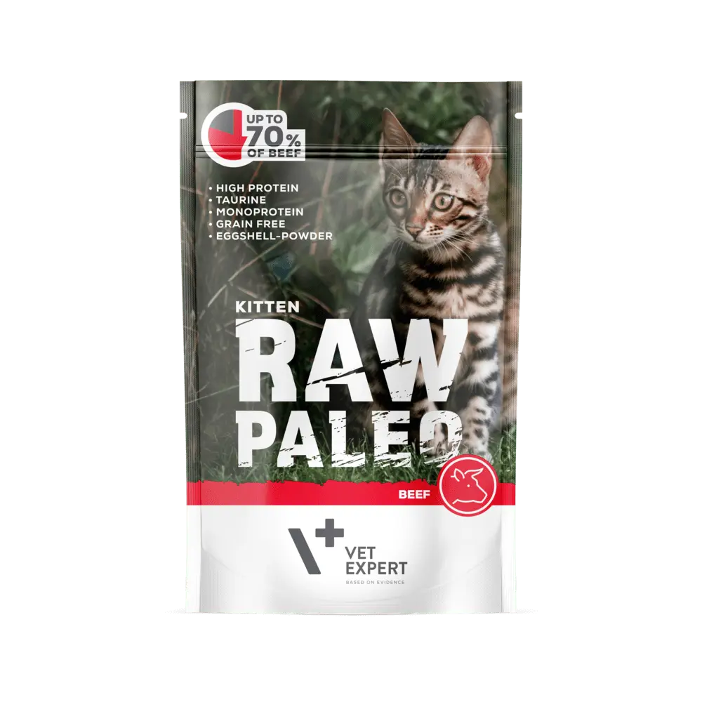 Hrana umeda pentru pisici, RAW PALEO KITTEN, carne de vita,100 g