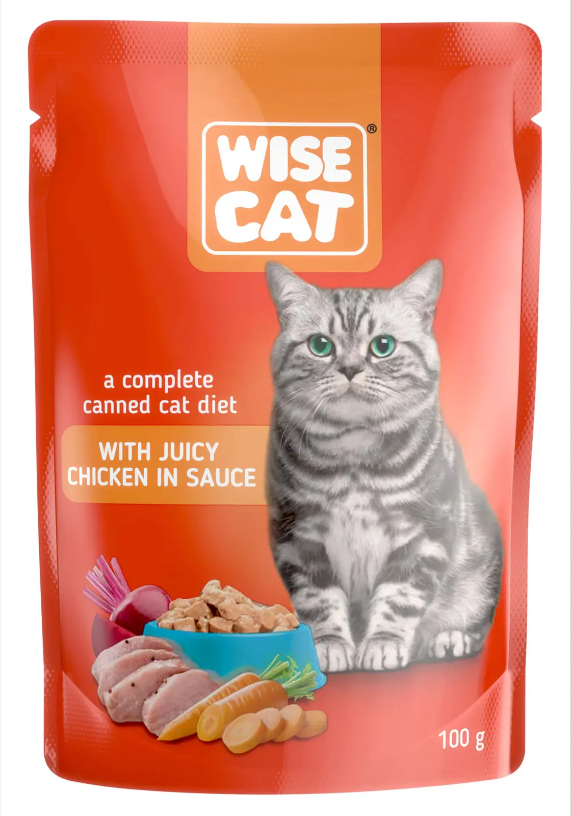 Hrana umeda pentru pisici, WISE CAT ADULT, pui in sos, 24 plicuri x 100gr