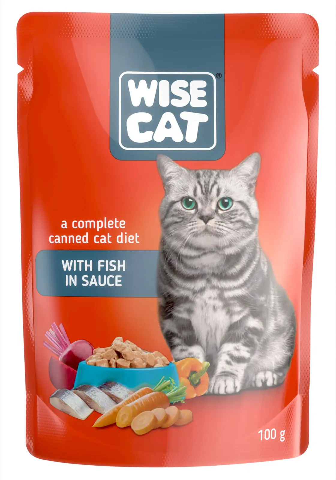 Hrana umeda pentru pisici, WISE CAT ADULT, peste in sos, 24 plicuri x 100 gr