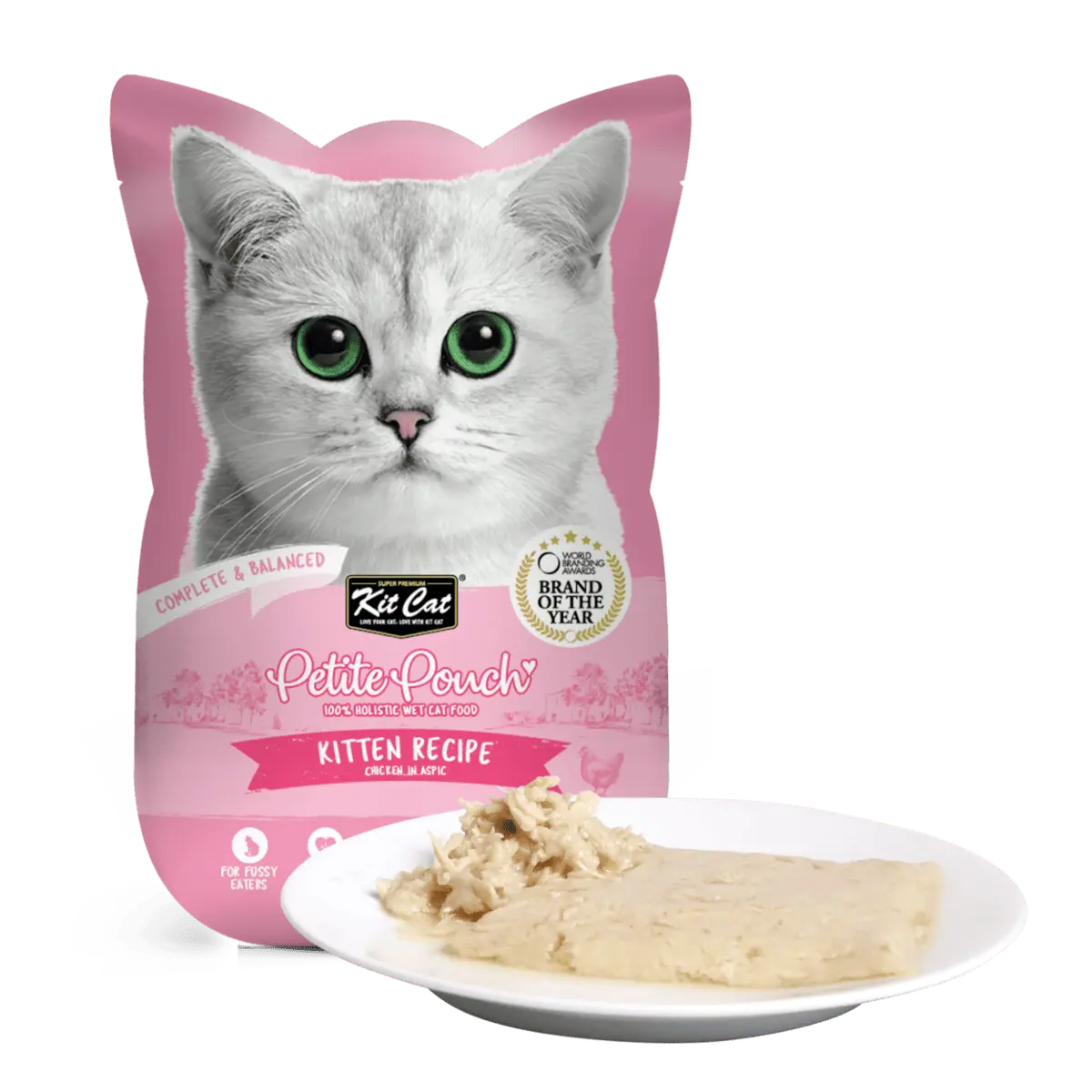 Hrana umeda pentru pisici, hitten, 100% holistica, Kit Cat Petite Pouch, pui, 24 plicuri x 70g