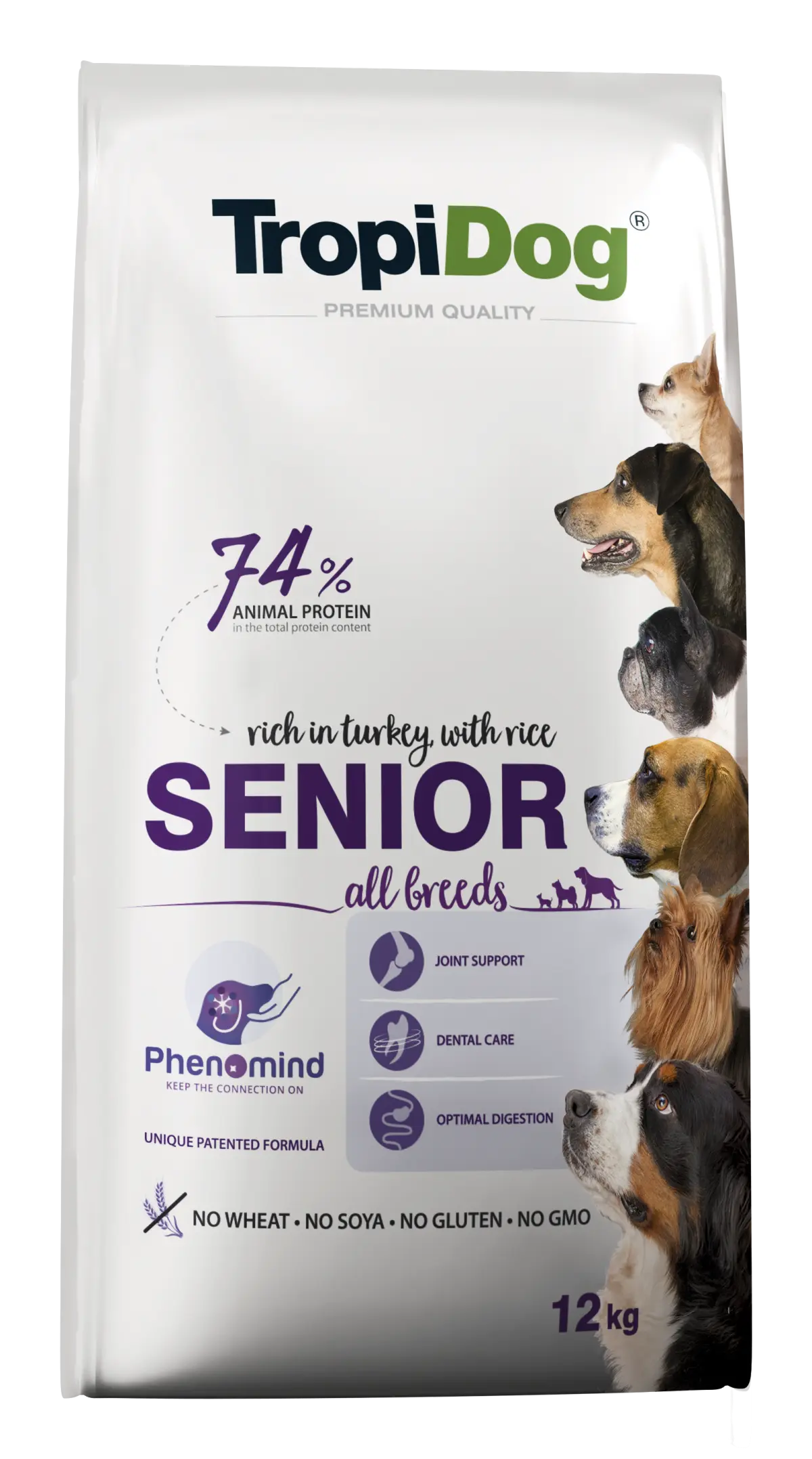 Hrana uscata pentru caini TropiDog,Premium SENIOR, 12kg