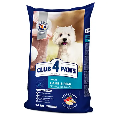 Hrana uscata pentru caini adulti, rase mici, Club 4 Paws PREMIUM, miel si orez, 14 kg