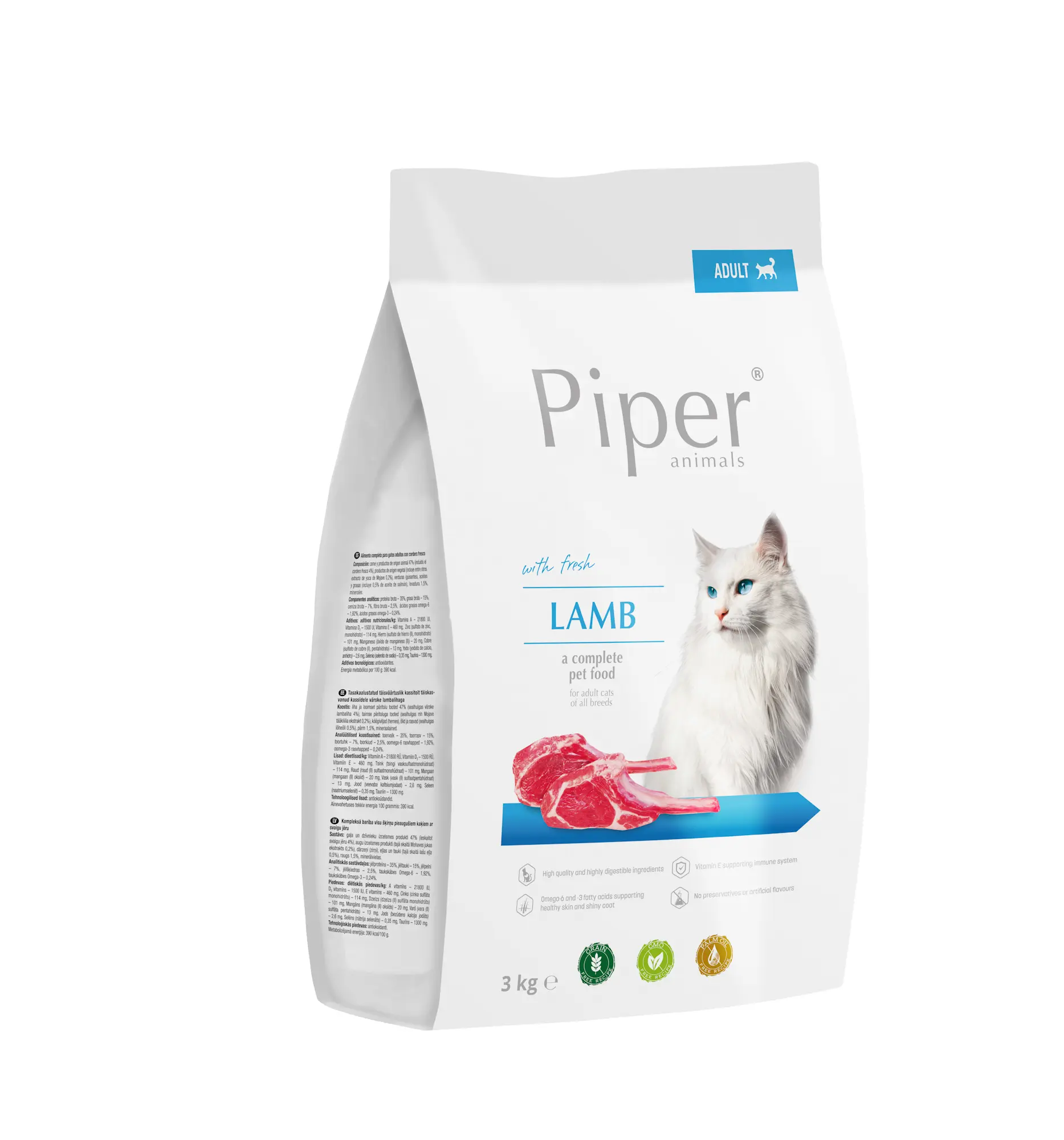 Hrana uscata pentru pisici Piper Adult, miel, 3kg