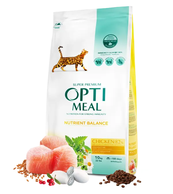 Hrana uscata pentru pisici adulte, Super Premium OPTIMEAL DRY FOOD, pui, 10 kg