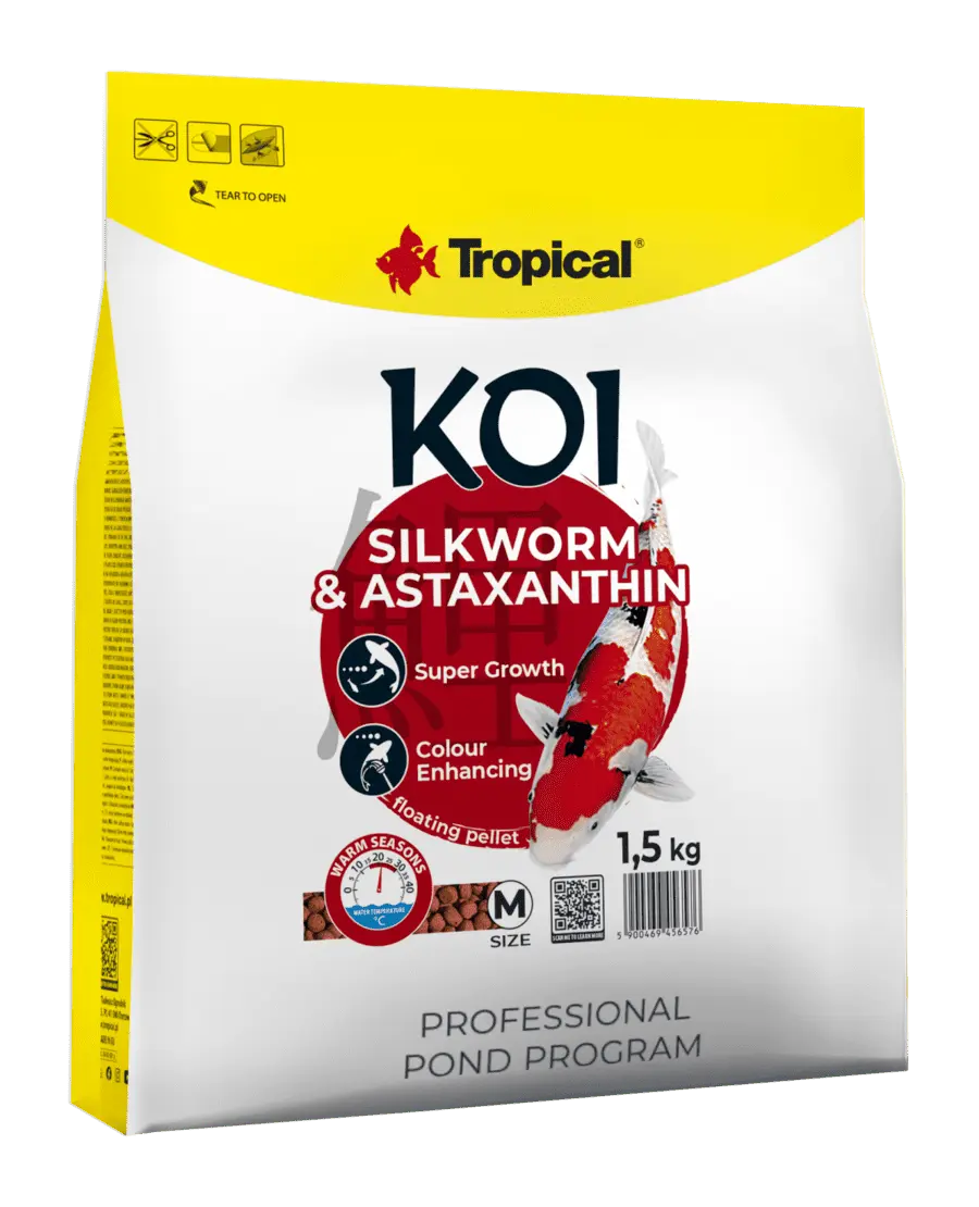 Hrana pentru pesti KOI, TROPICAL Fish, viermi de matase si astaxantina, pellet M- 1.5KG