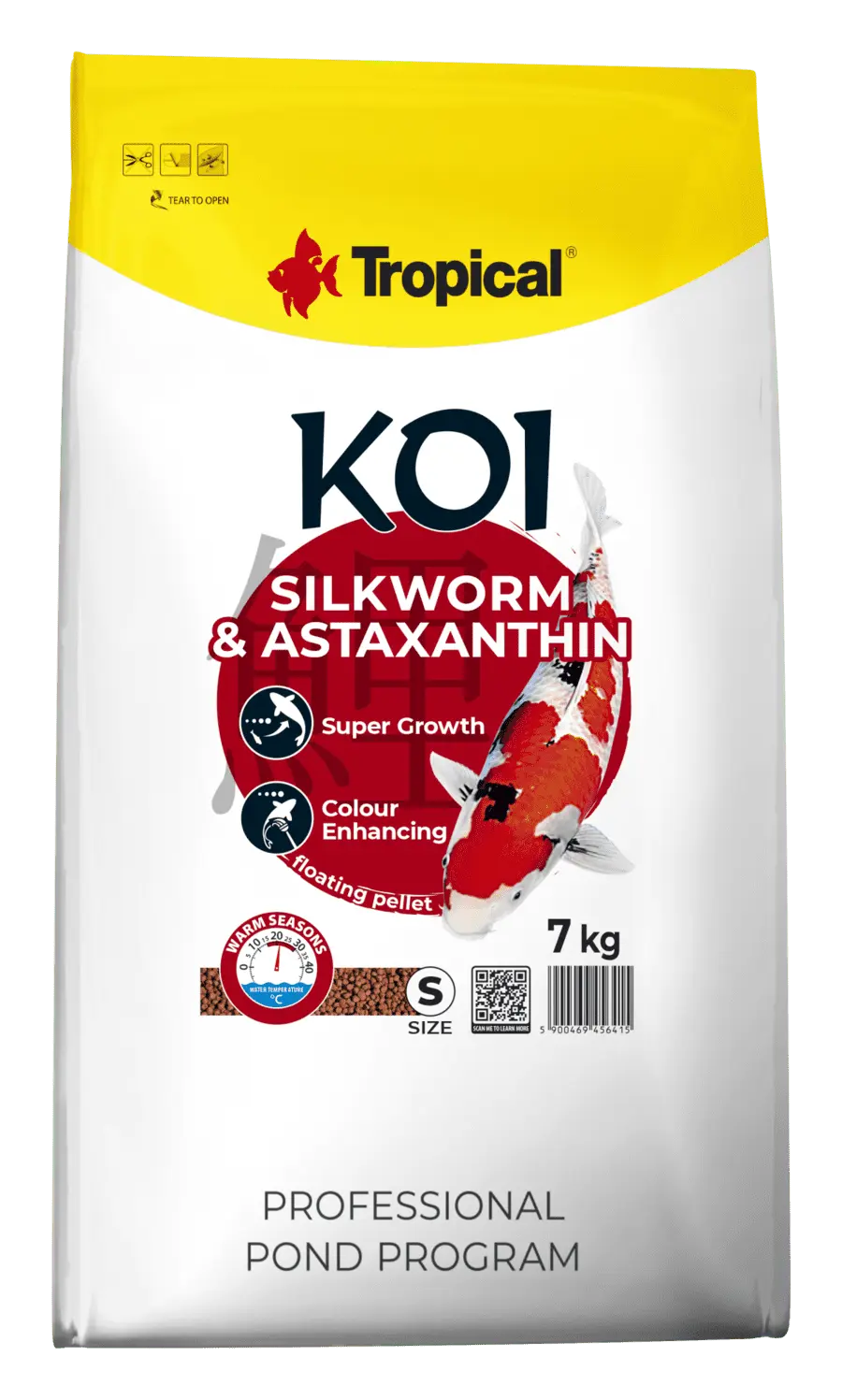 Hrana pentru pesti KOI, TROPICAL Fish, viermi de matase si astaxantina, pellet S-1.5 KG