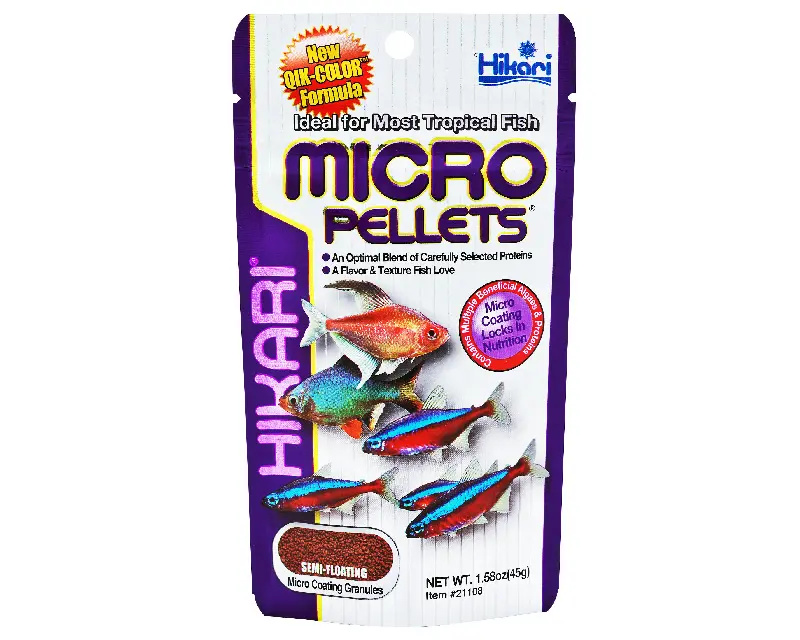 Hrana pentru pesti cu gura mica, Tetra, Tetrazona, Guppy, HIKARI MICRO PELLETS, 45g