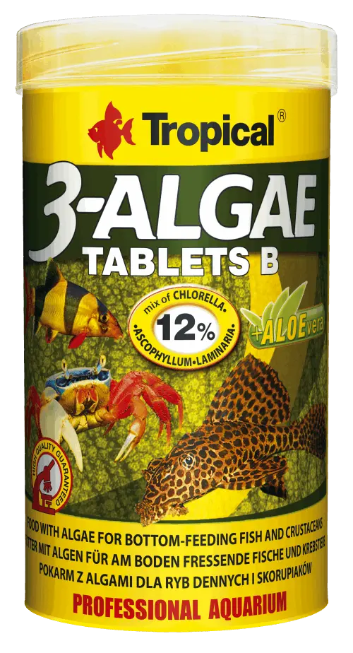 Hrana pentru pesti de apa dulce si marini, TROPICAL, 3-ALGAE TABLETS B, 250ML/150G