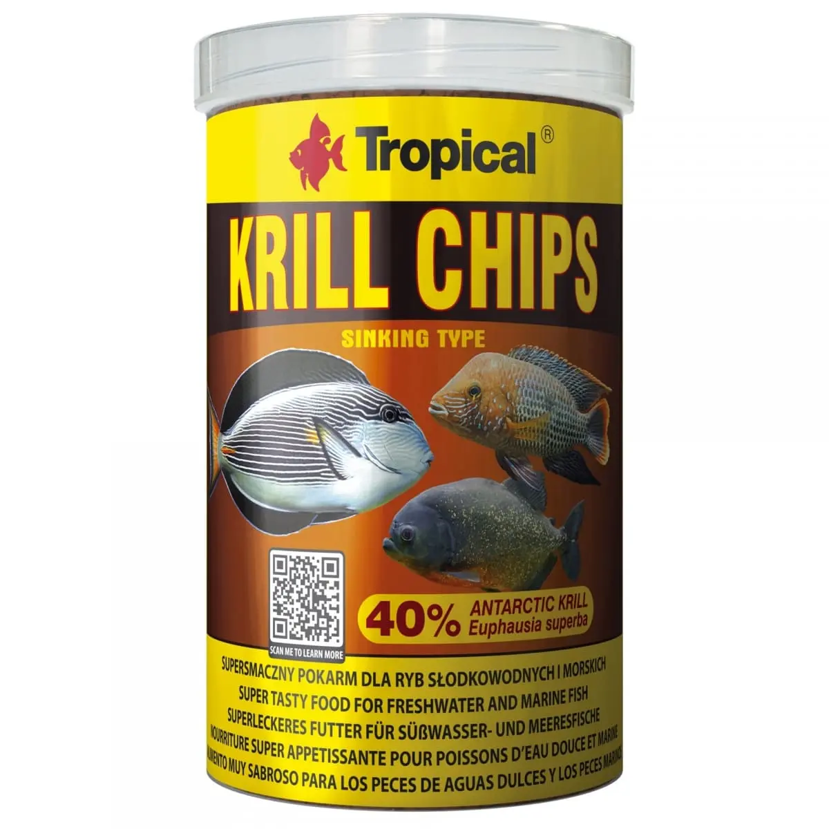 Hrana pentru pestii exotici omnivori si carnivori TROPICAL KRILL Chips, 1000ml/ 500g