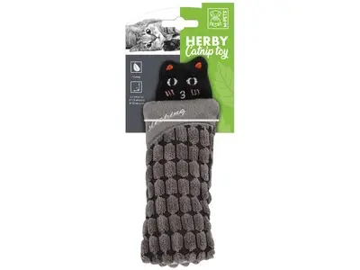 Jucarie din plus pentru pisici cu catnip, iarba pisicii, HERBY M-PETs, mov & gri
