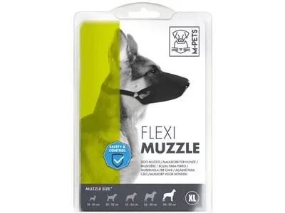 Botnita moale pentru caini, FLEXI M-PETS, textil negru, M