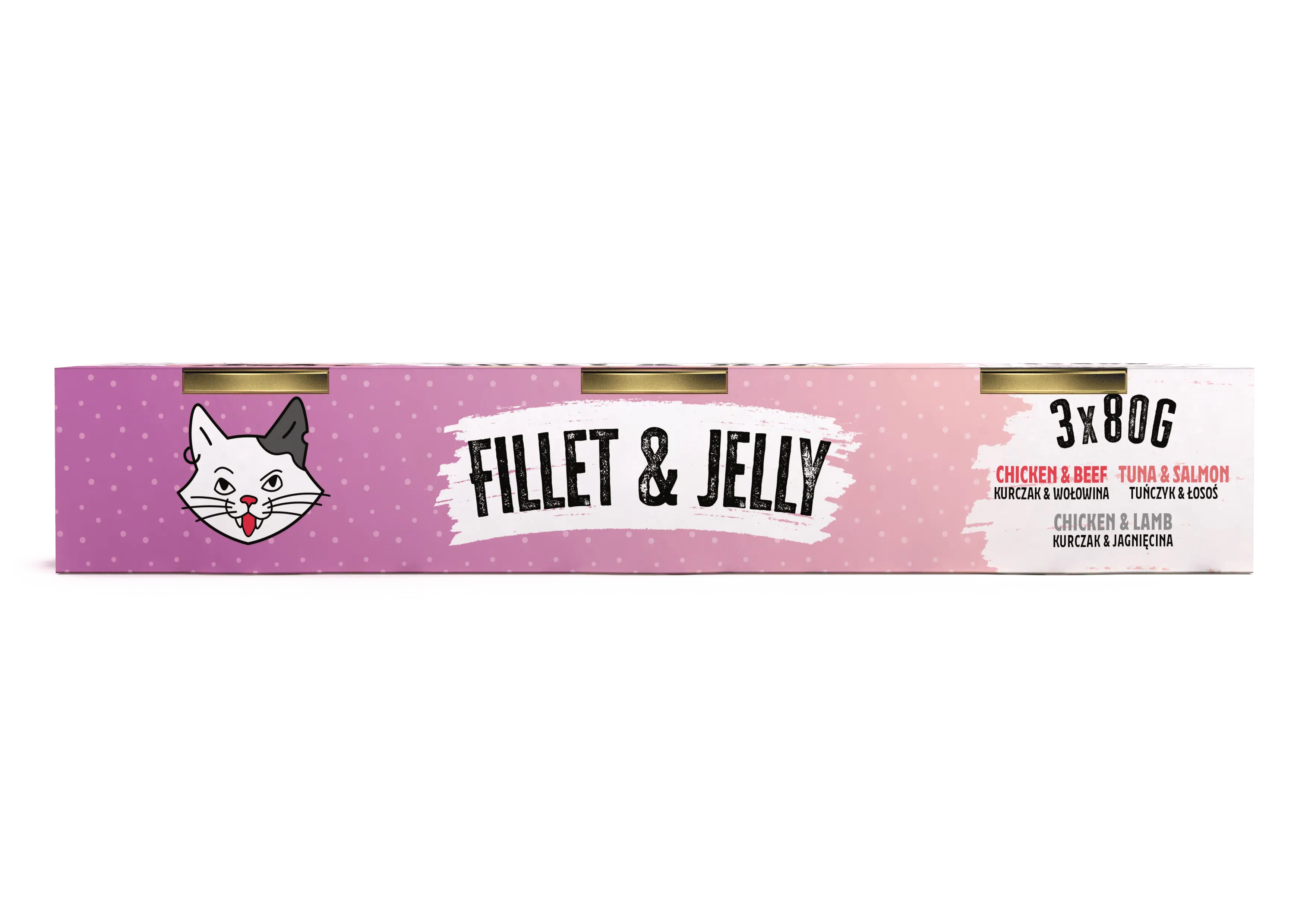 Recompensa umeda pentru pisici adulte Mr. Bandit Cat MIX, Fillet & Jelly, pui si vita, ton si somon, pui si miel, 3x80g