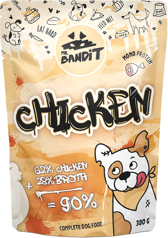 Hrana umeda pentru caini Mr. Bandit MonoProtein, pui in sos,380g