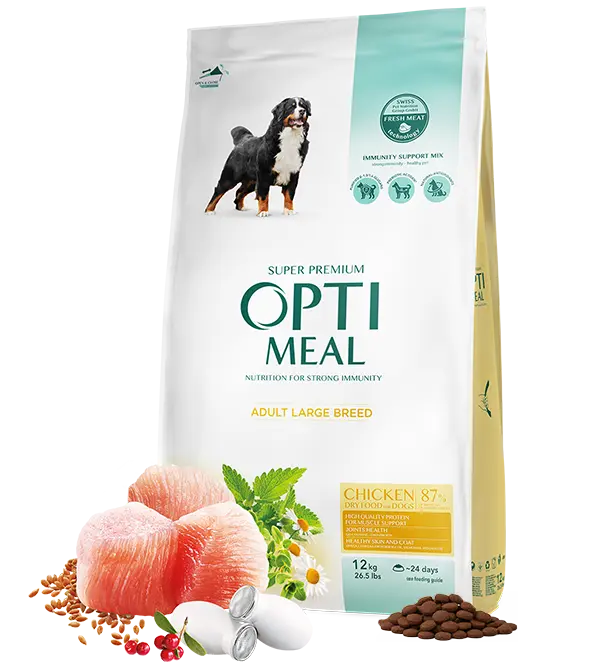 Hrana uscata pentru caini adulti DE TALIE MARE, OPTIMEAL DRY FOOD, pui, 12 kg
