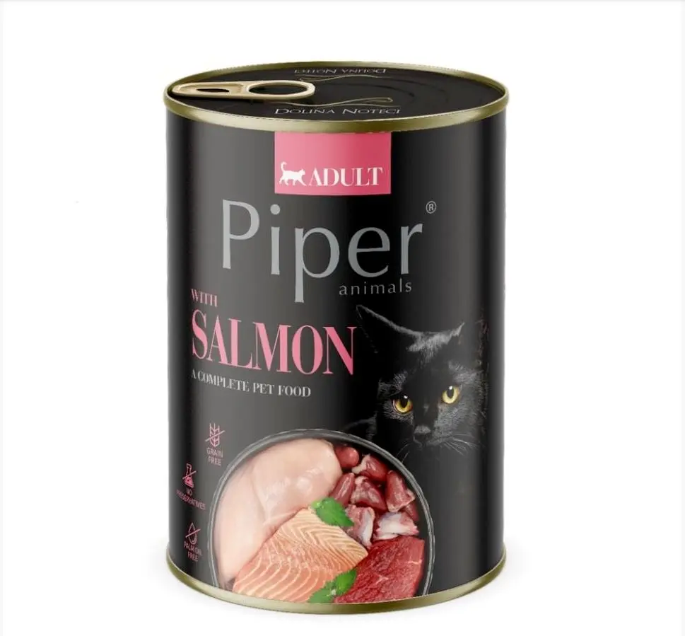 Hrana umeda pentru pisici, Piper Cat, carne de somon, 400 g