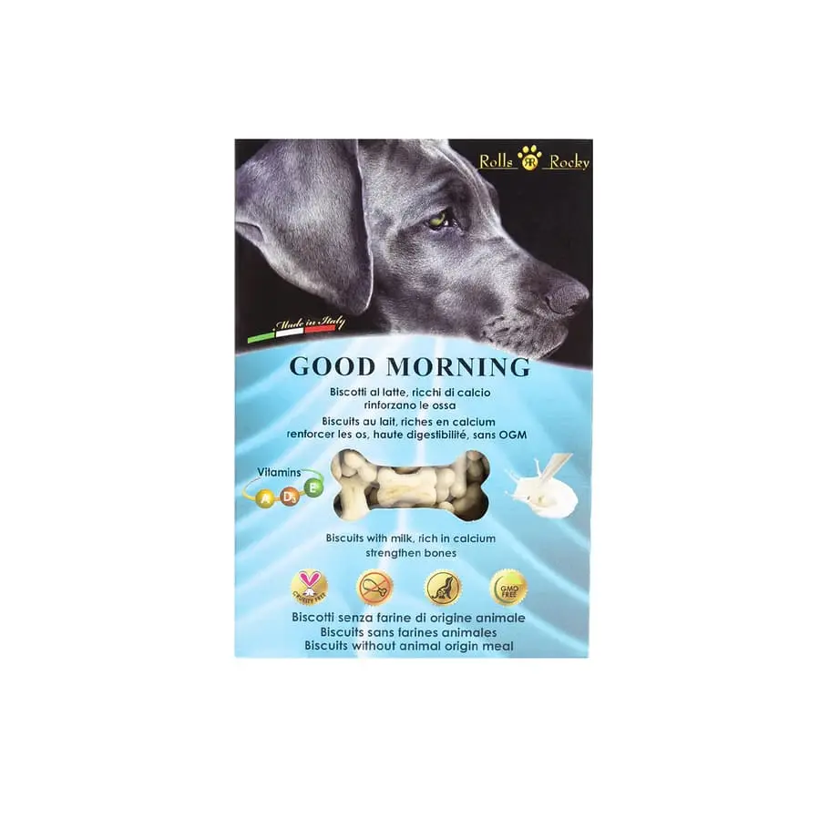 Recompense crocante pentru caini ROLLS ROCKY GOODMORNING, aroma de lapte, 300 g