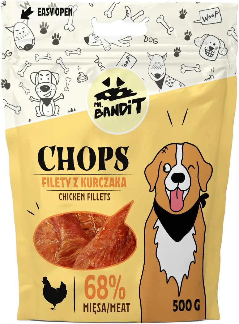 Recompense pentru caini Mr. Bandit CHOPS, pui, 500g