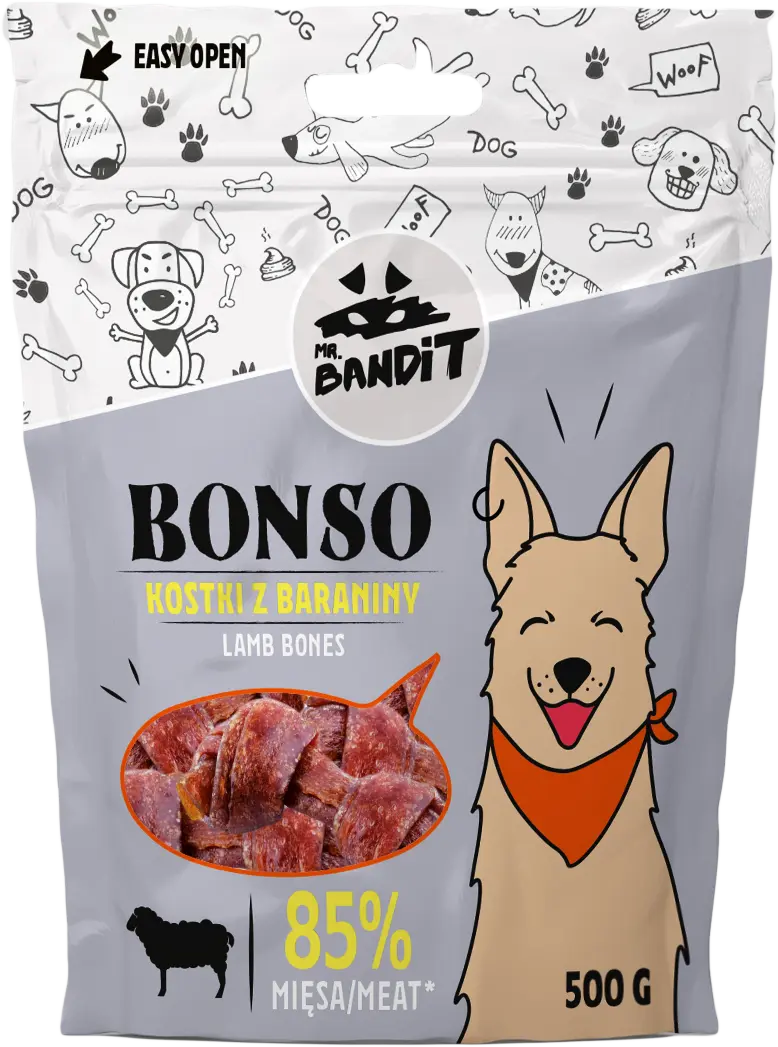 Recompense pentru caini Mr. Bandit BONSO, oase de miel, 500g