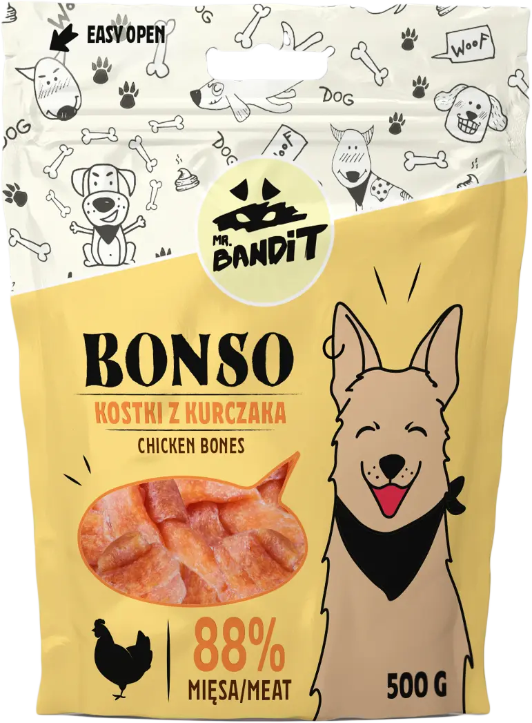 Recompense pentru caini Mr. Bandit BONSO, oase de pui, 500g