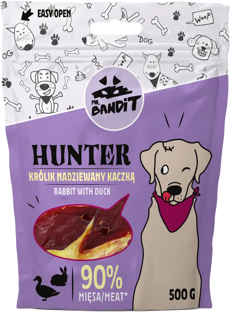 Recompense pentru caini Mr. Bandit HUNTER, iepure si rata, 500g