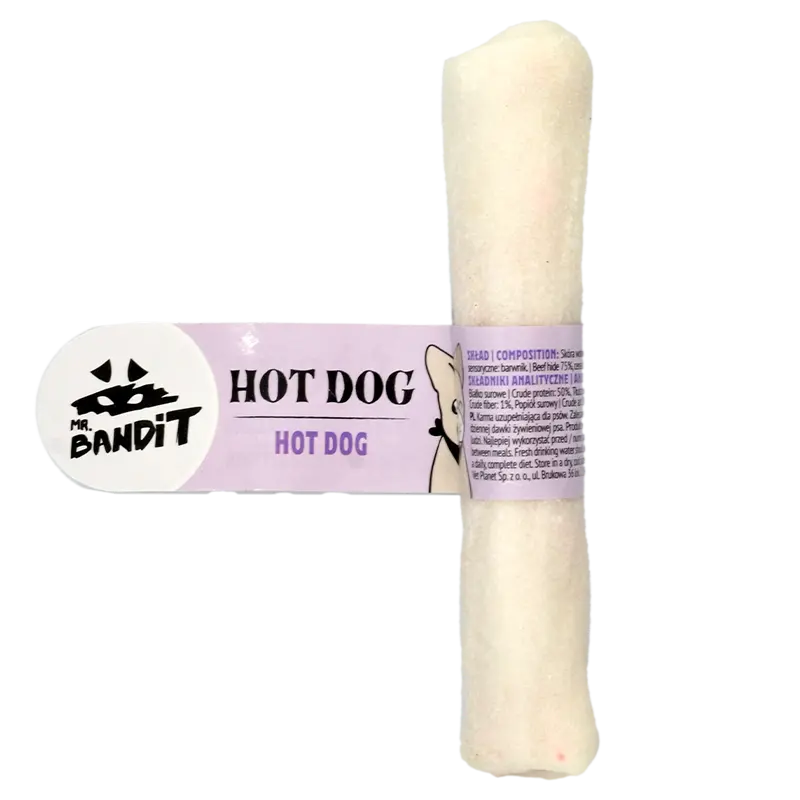 Recompense pentru caini Mr. Bandit Hot Dog, piele de vita