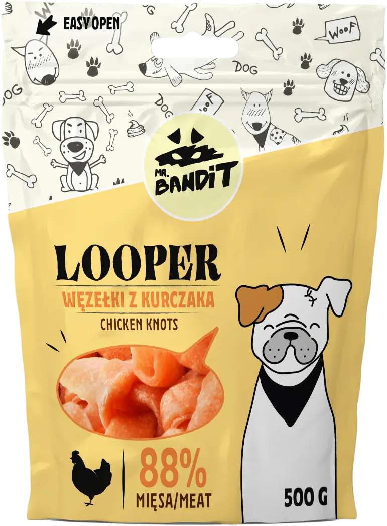 Recompense pentru caini Mr. Bandit LOOPER, pui, 500g