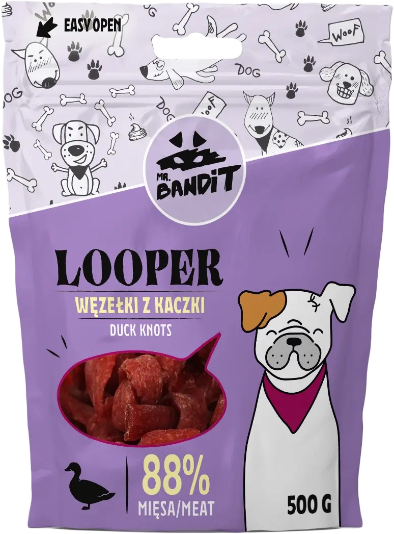 Recompense pentru caini Mr. Bandit LOOPER, rata, 500g