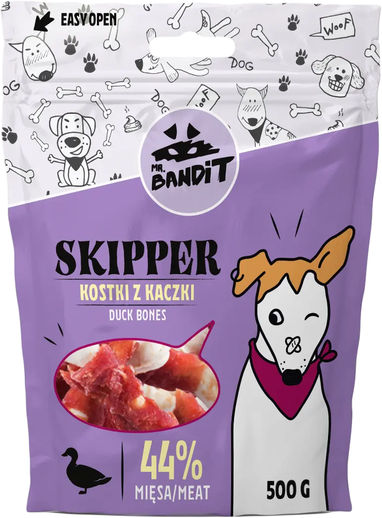 Recompense pentru caini Mr. Bandit SKIPPER, oase de rata, 500g