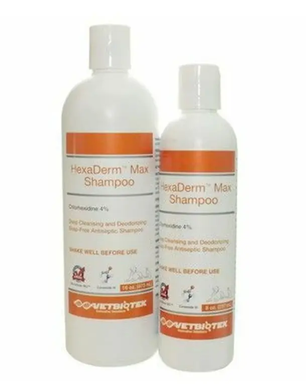 Sampon antiseptic pe baza de clorhexidina 4%, Hexaderm Max, VetBiotek, 474 ml