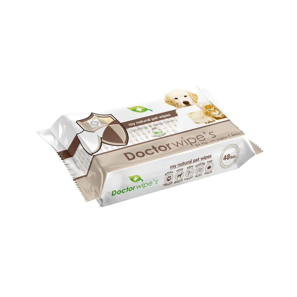 Servetele Umede cu clorhexidina pentru Caini si Pisici 48 bucati/set. DOCTOR WIPES