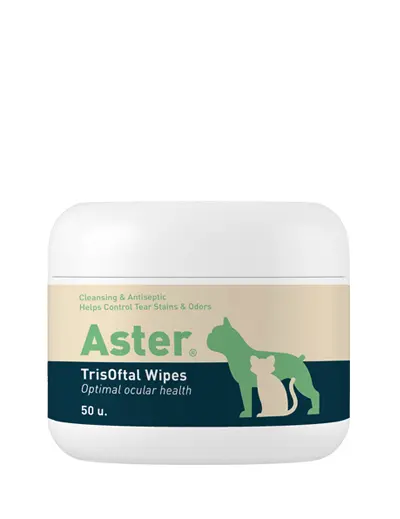 ASTER TrisOftal servetele pentru ochi si pliurile fetei, 50 de servetele: cu trometamina, EDTA si clorhexidina