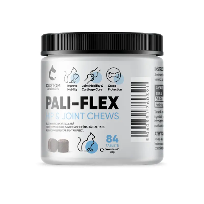 Tablete masticabile care combat durerea si inflamatia articulatiilor la pisici, Pali-Flex Cat, 84 tablete