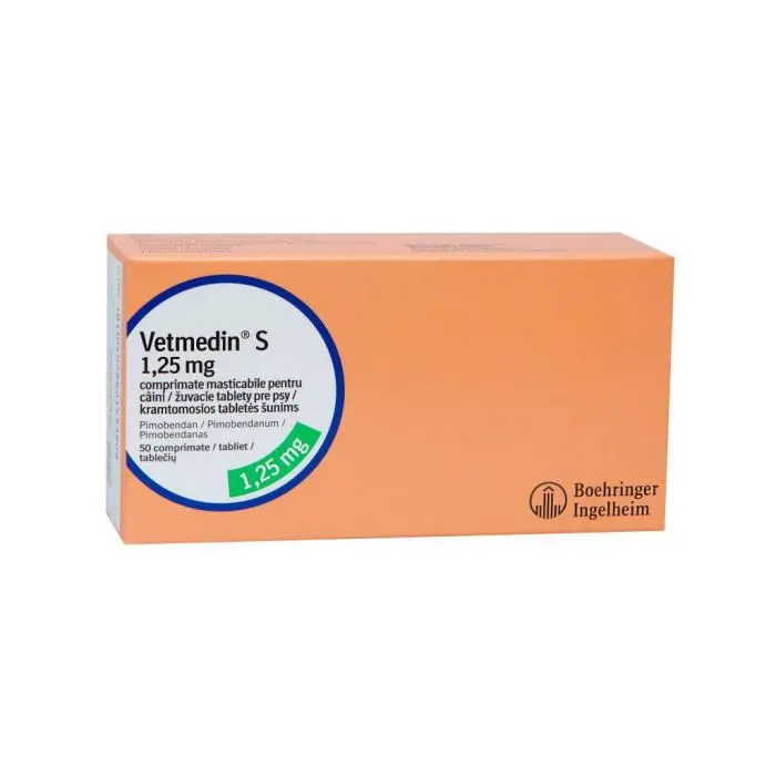Tratament pentru insuficiena cardiaca congestiva la caini, VETMEDIN 1.25MG, 50 comprimate