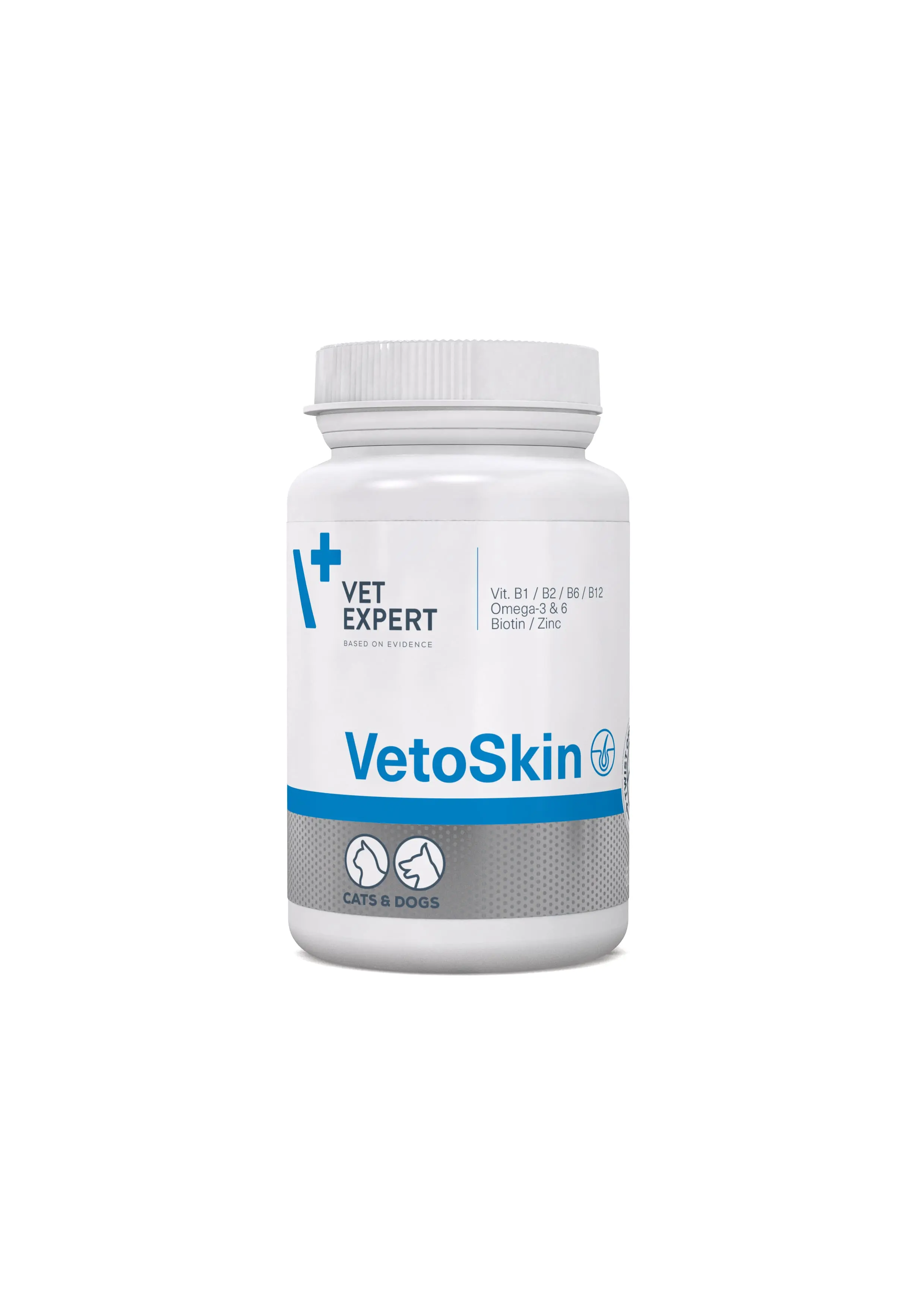 Supliment pentru tratarea afectiunilor dermatologice la caini si pisici Vet Expert VetoSkin Twist-Off, 90 capsule