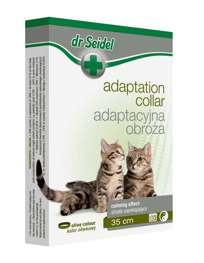 Zgarda cu actiune calmanta pentru pisici, neagra, emana substante naturale, 35 cm