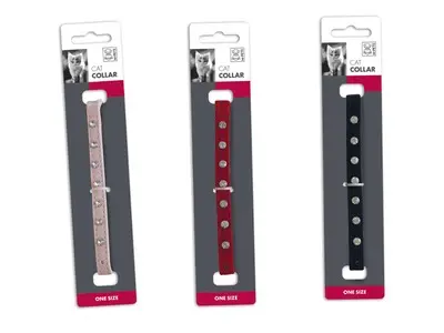 Zgarda pentru pisici, roz, cu diamante, reglabila, 20-30 cm x 1 cm