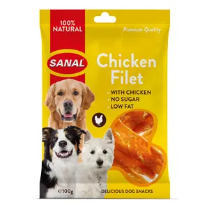 Sanal Dog bucati de pui plic 100 g
