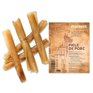 Recompensa pentru caini, rulou piele de porc, 100 g