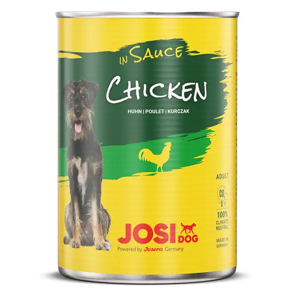 JosiDog Chicken in Sauce, conserve pentru caini adulti, in sos, cu pui, 12x415 g