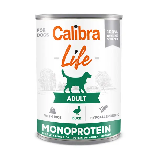 Hrana umeda Calibra Life Adult Dog, orez cu rata, 400 g