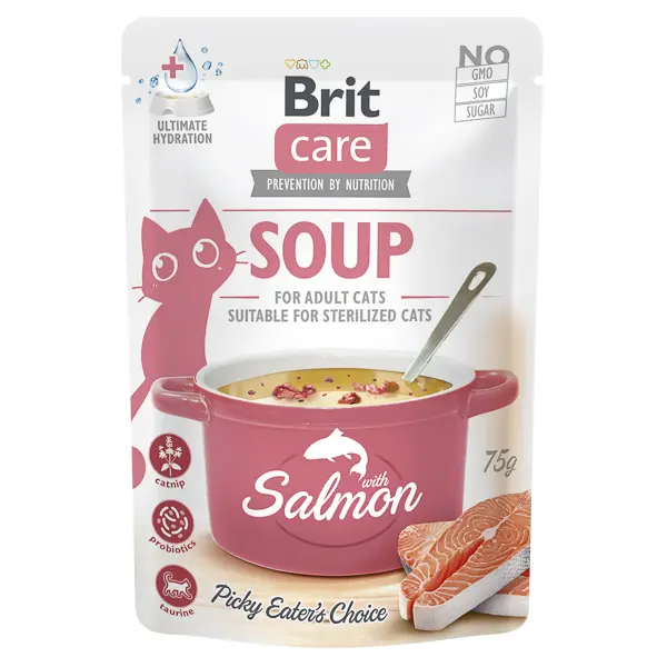 Brit Care Cat Soup with Salmon, Set 4 X 75 g