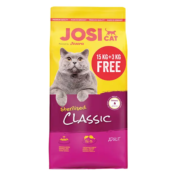 JosiCat Sterilised Classic Promo Pack 15+3 kg