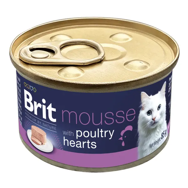 Brit Premium by Nature Cat Mousse with Poultry Hearts 85 g