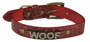 Zgarda piele woof L rosu