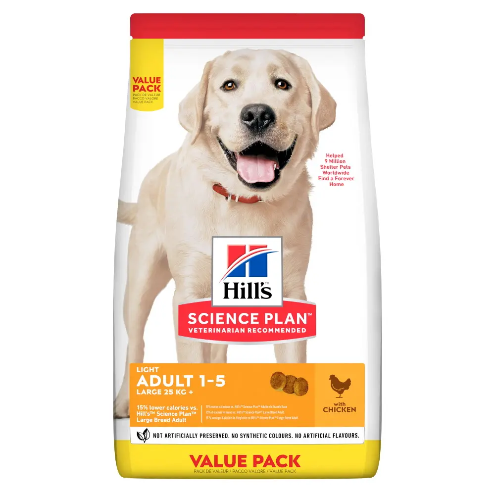 Hills SP CANINE ADULT LIGHT LB CHK, hrana uscata pentru caini adulti de talie mare, light, cu pui, 18 KG VALPK
