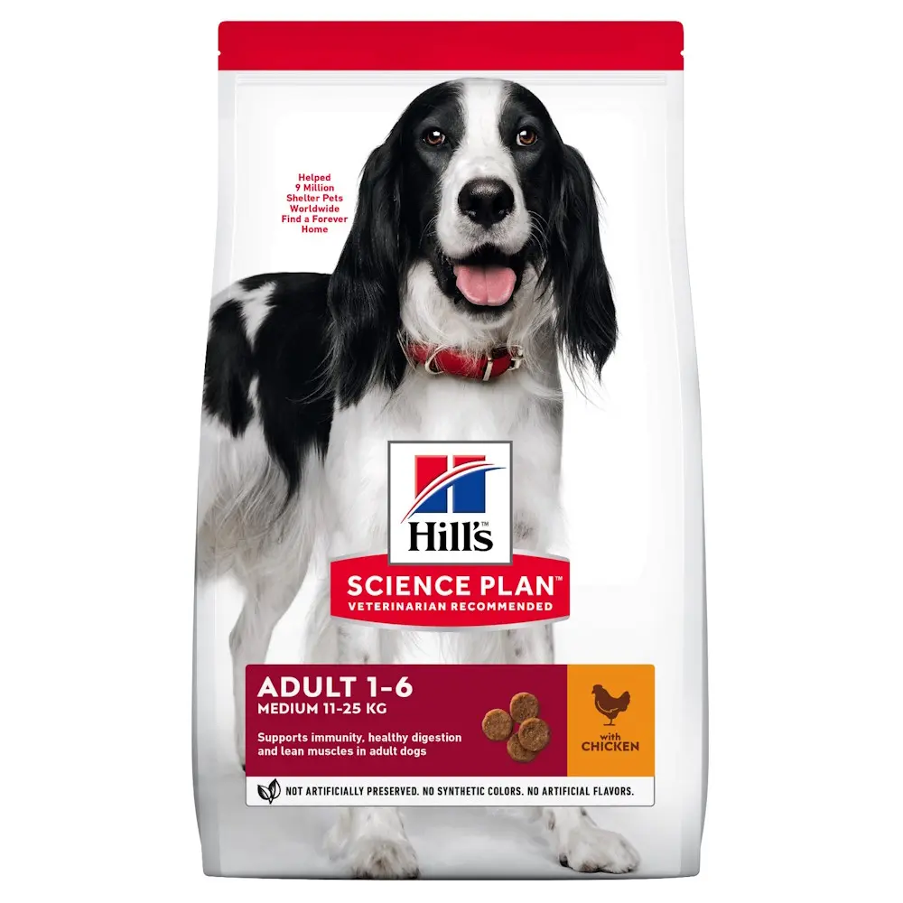 Hills SP CANINE ADULT MED CHK, hrana uscata pentru caini adulti de talie medie, cu pui, 14 KG BRB